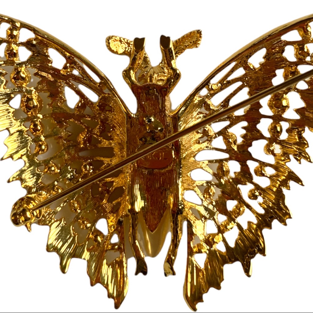 VTG Kenneth Lane Designer RARE! Rhinestone Butterfly Brooch Pin Signed - Picture 4 of 6